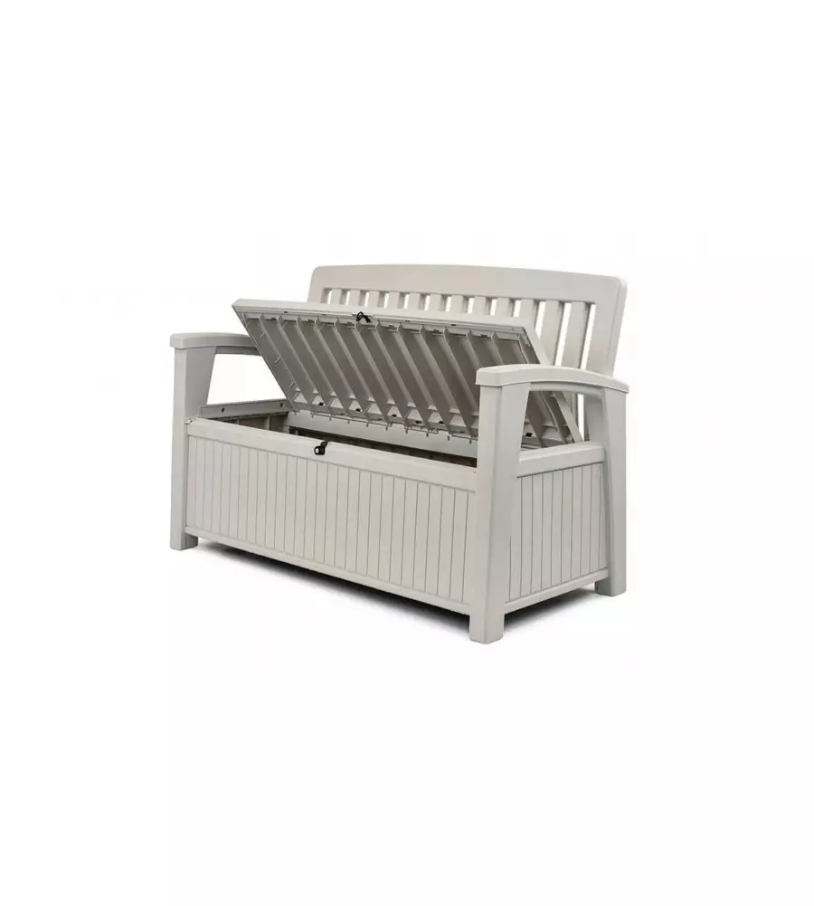 Cassapanca keter "patio storage bench" in resina bianco, 132x61,2x89 cm